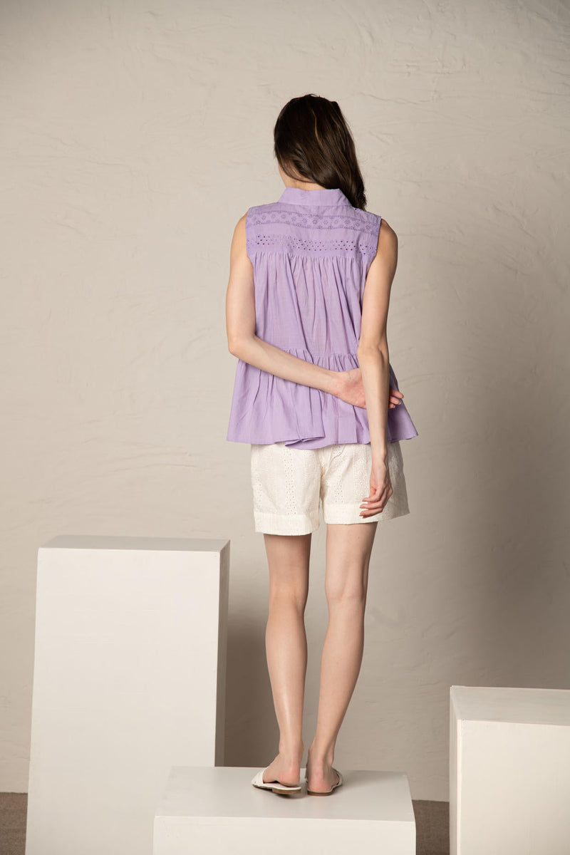 Lavender Cotton Gathered Top