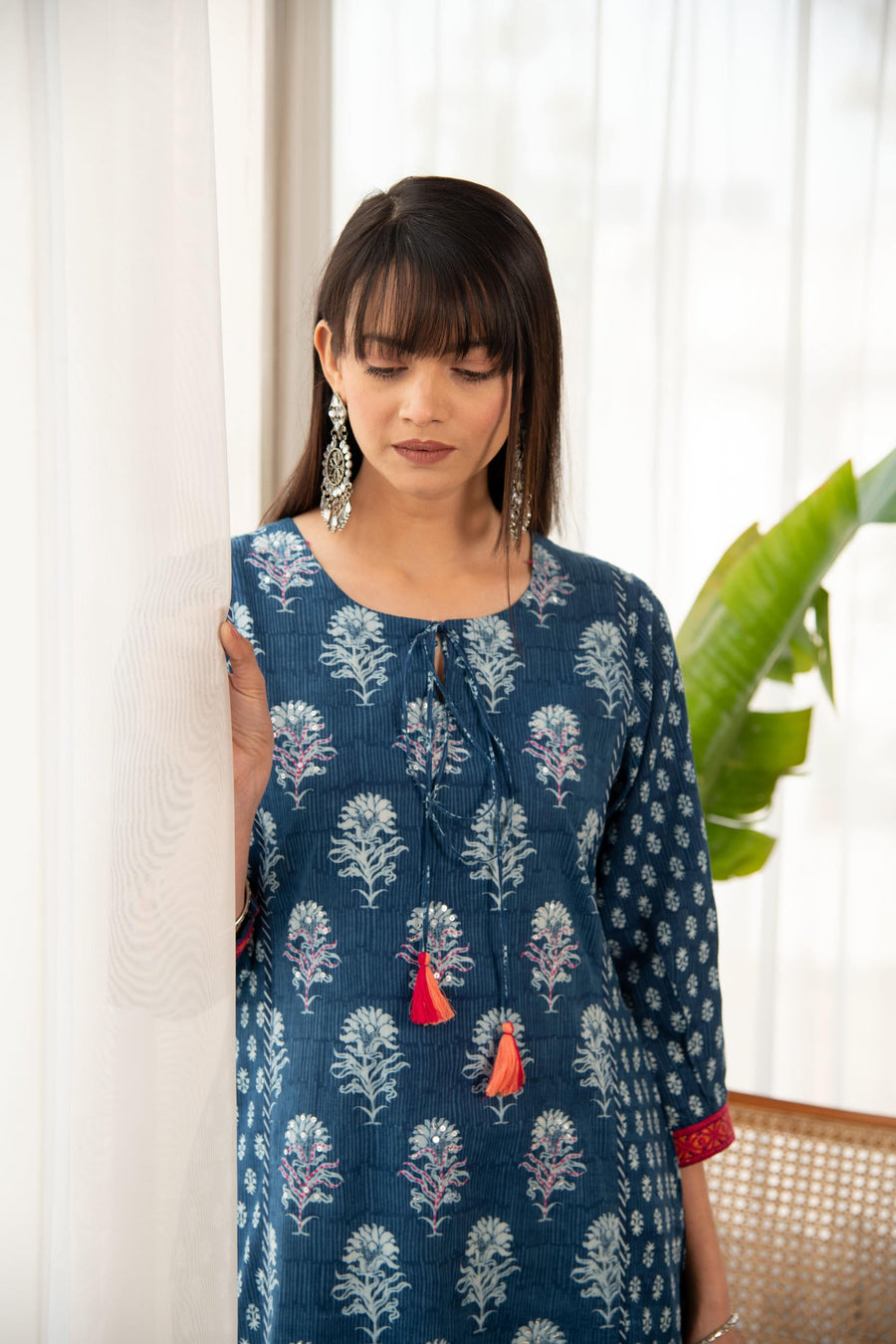 Indigo Blue Printed Straight Kurta