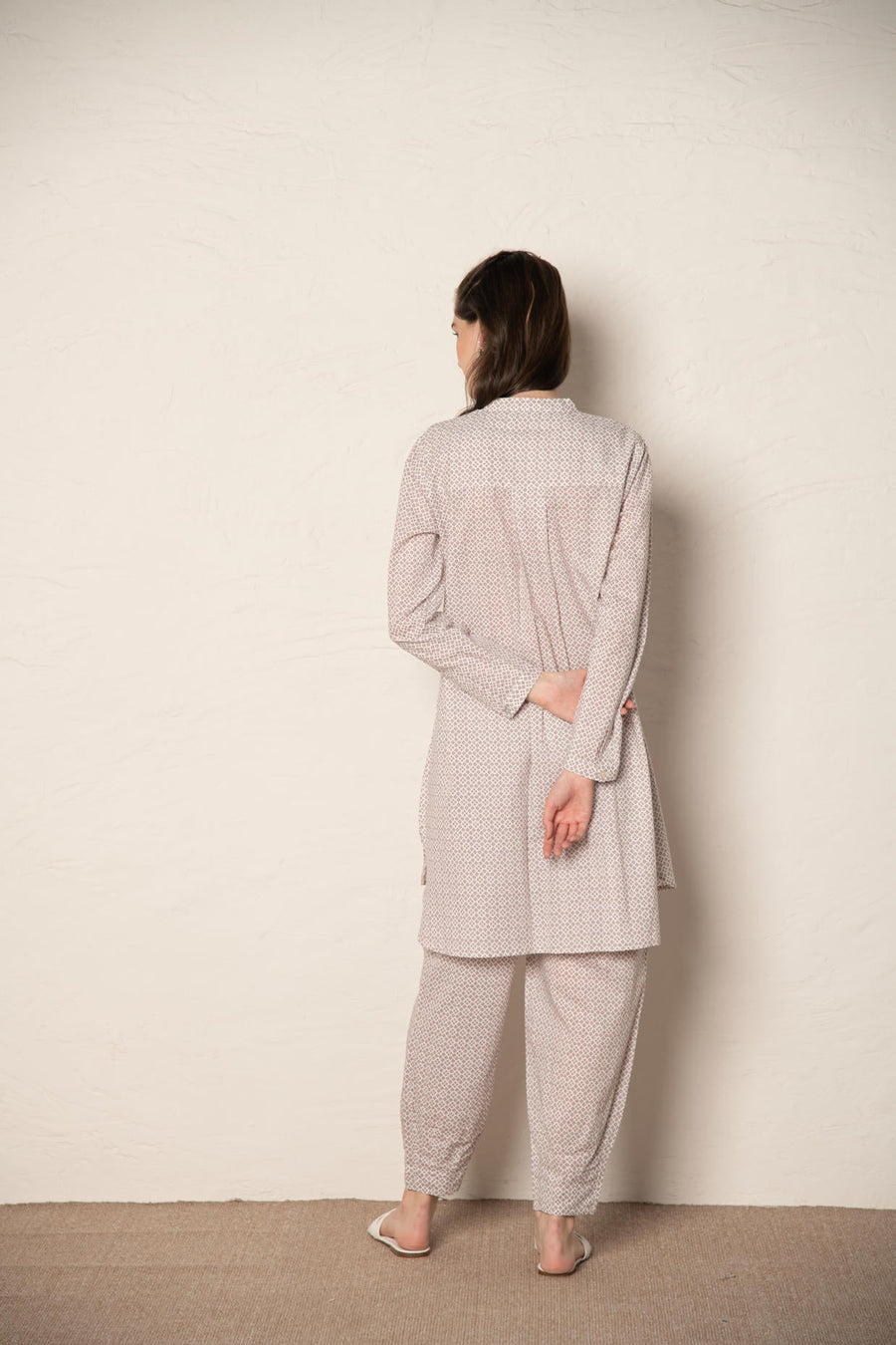 Brown Cotton Printed Loose Fit Up-Down Co-Ords Set.