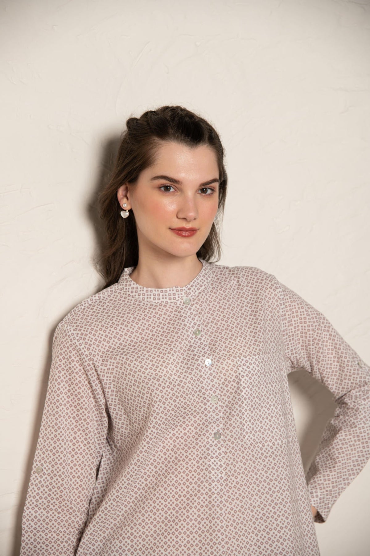 Brown Cotton Printed Loose Fit Up-Down Co-Ords Set.