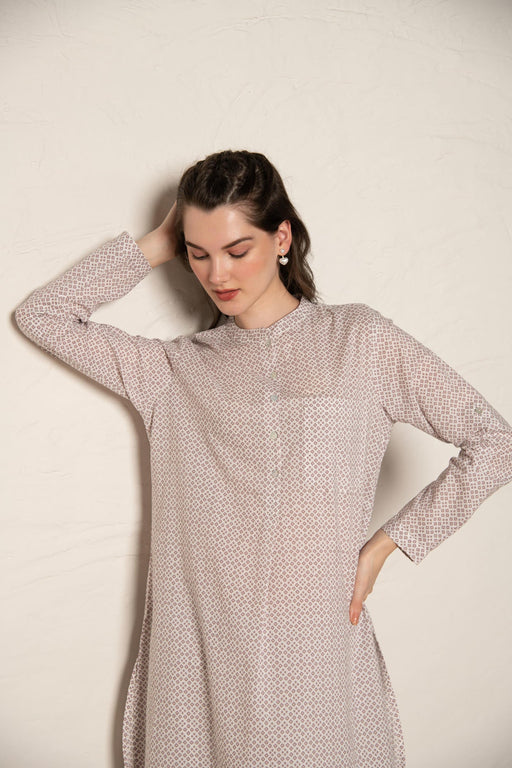 Brown Cotton Printed Loose Fit Up-Down Co-Ords Set.