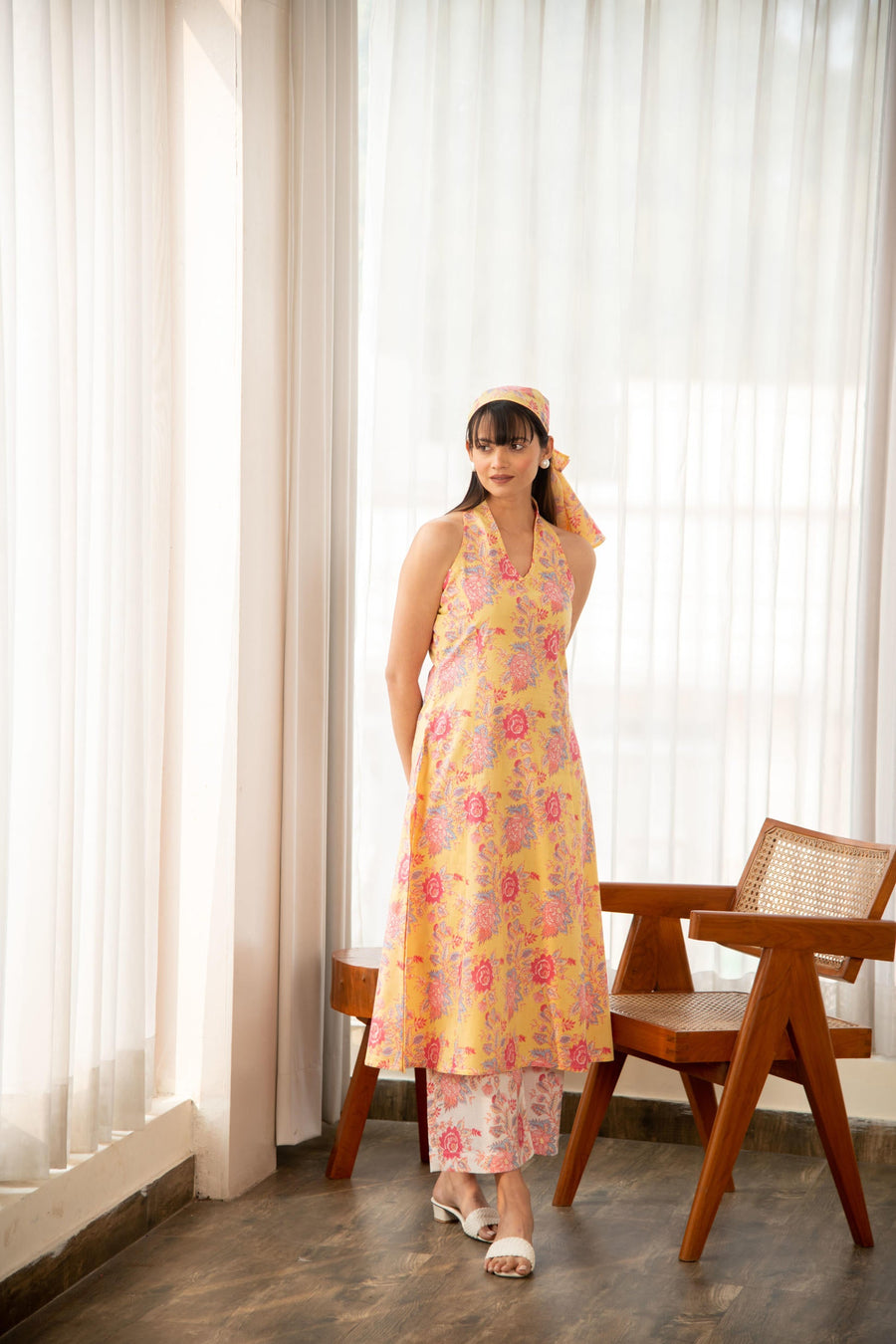 Butter Yellow Floral Print Co-Ord Set