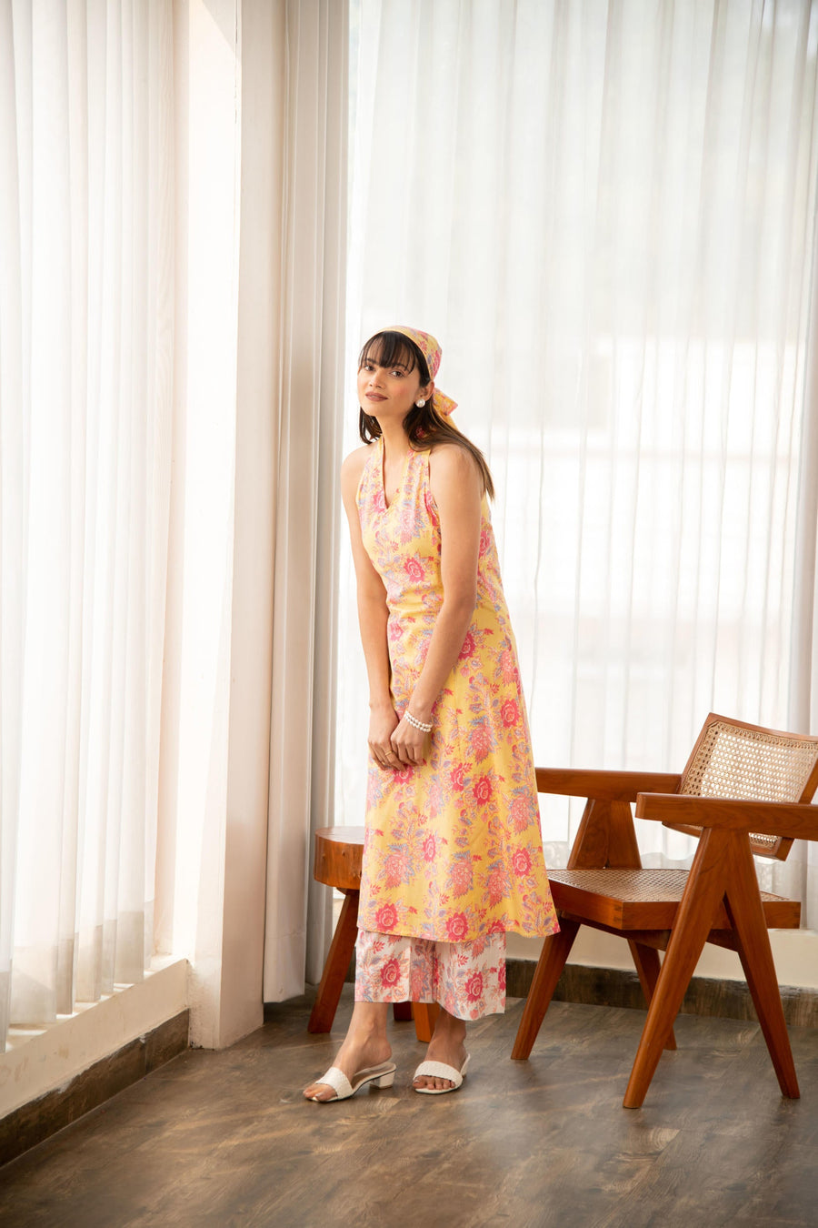 Butter Yellow Floral Print Co-Ord Set
