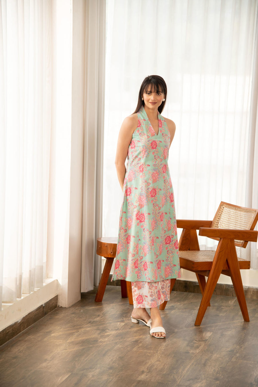 Pastel Green Floral Print Co-Ord Set