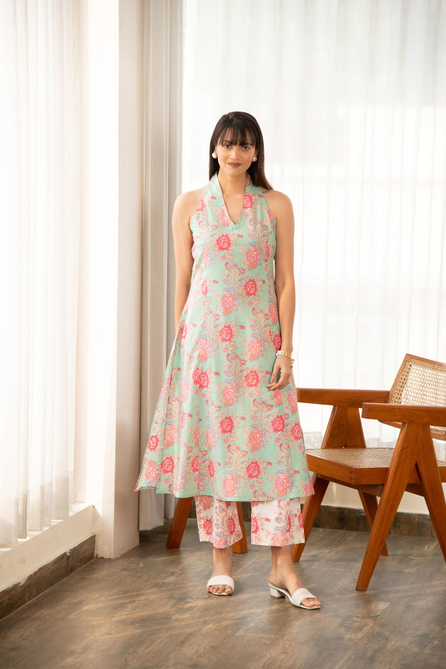 Pastel Green Floral Print Co-Ord Set