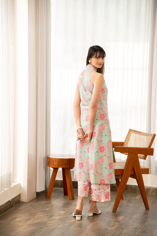 Pastel Green Floral Print Co-Ord Set