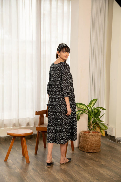 Black Ikhat Print Dress