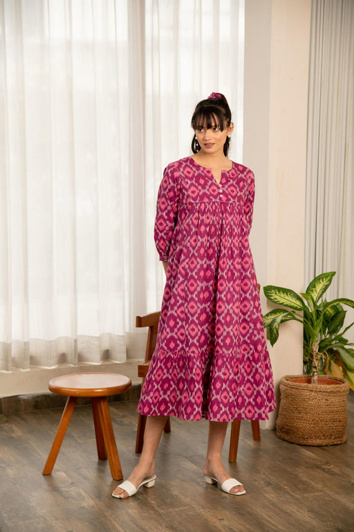 Purple Ikhat Print Dress