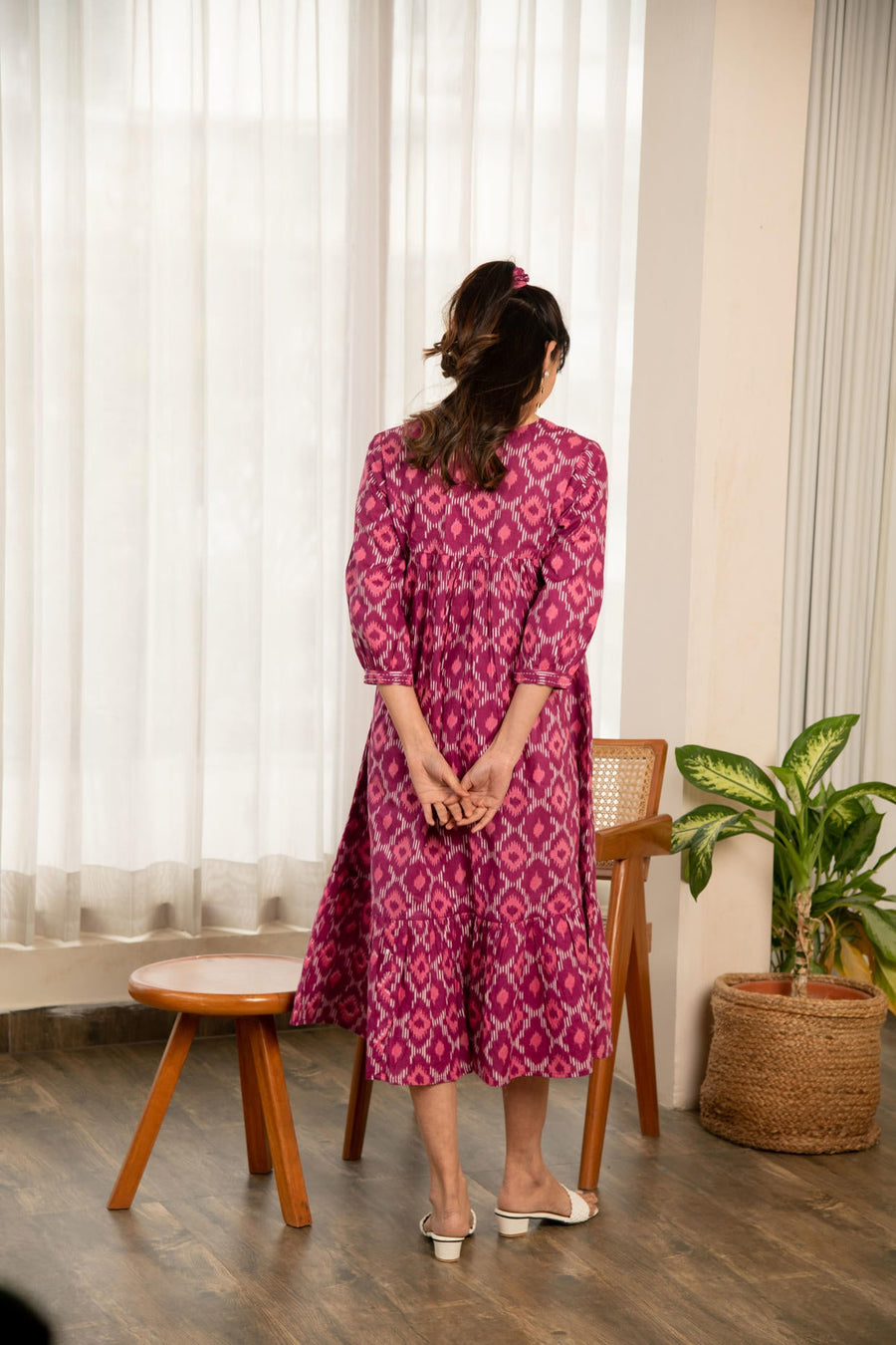 Purple Ikhat Print Dress