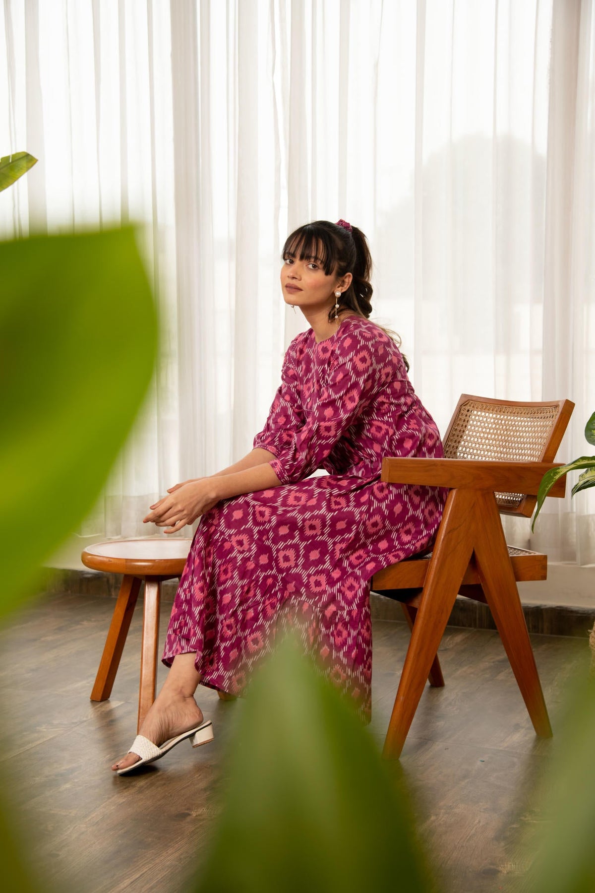 Purple Ikhat Print Dress