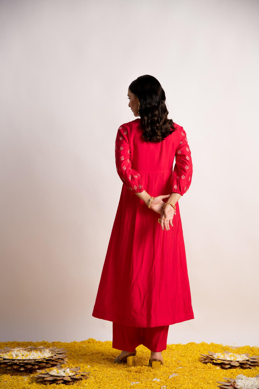 Pink Modal Silk Fabric A-Line Kurta with Pant