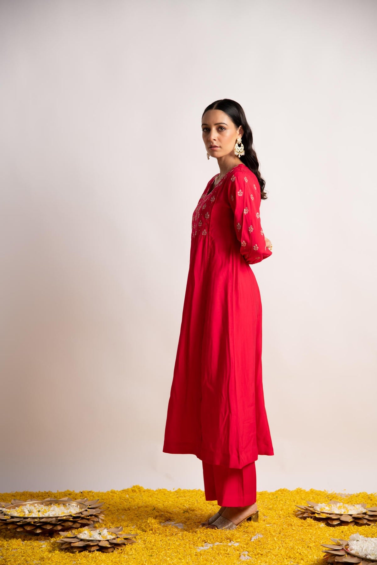 Pink Modal Silk Fabric A-Line Kurta with Pant