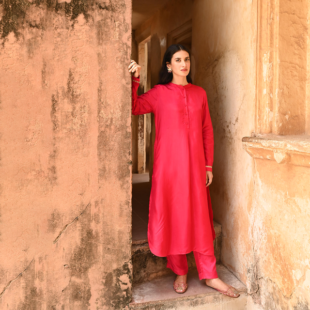 Rani Pink Silk Co-Ord Set