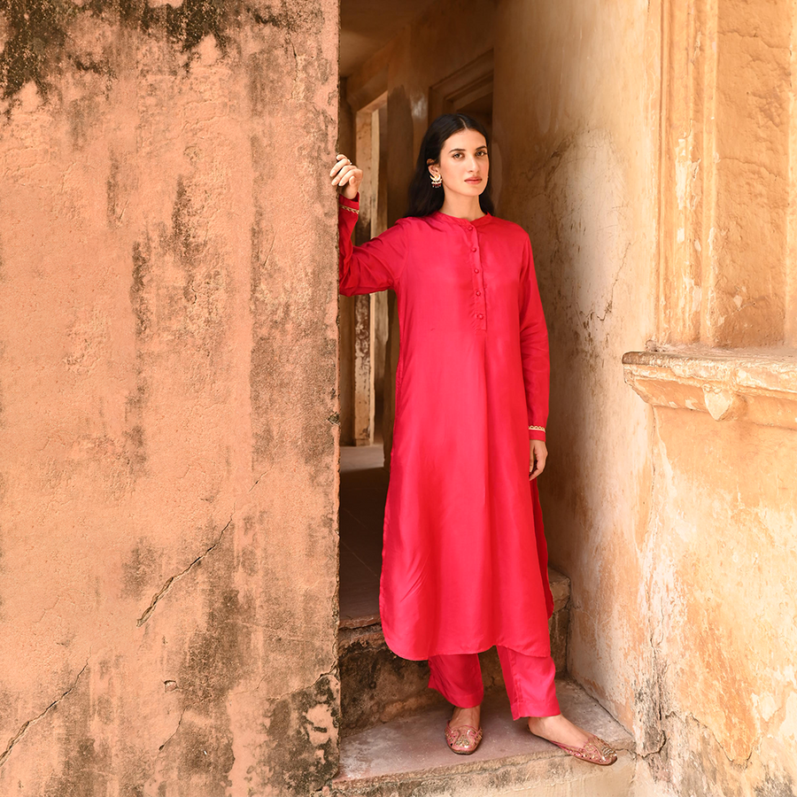 Rani Pink Silk Co-Ord Set