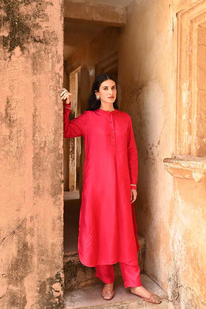 Rani Pink Silk Co-Ord Set