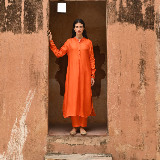 Orange Silk Co-Ord Set