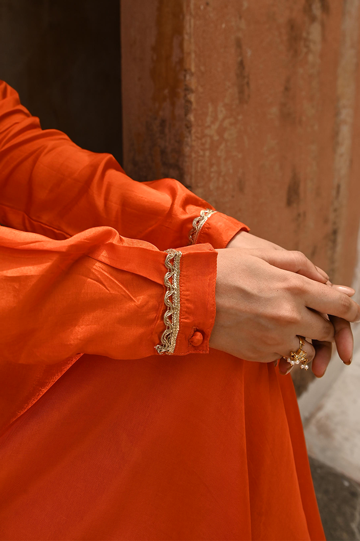 Orange Silk Co-Ord Set
