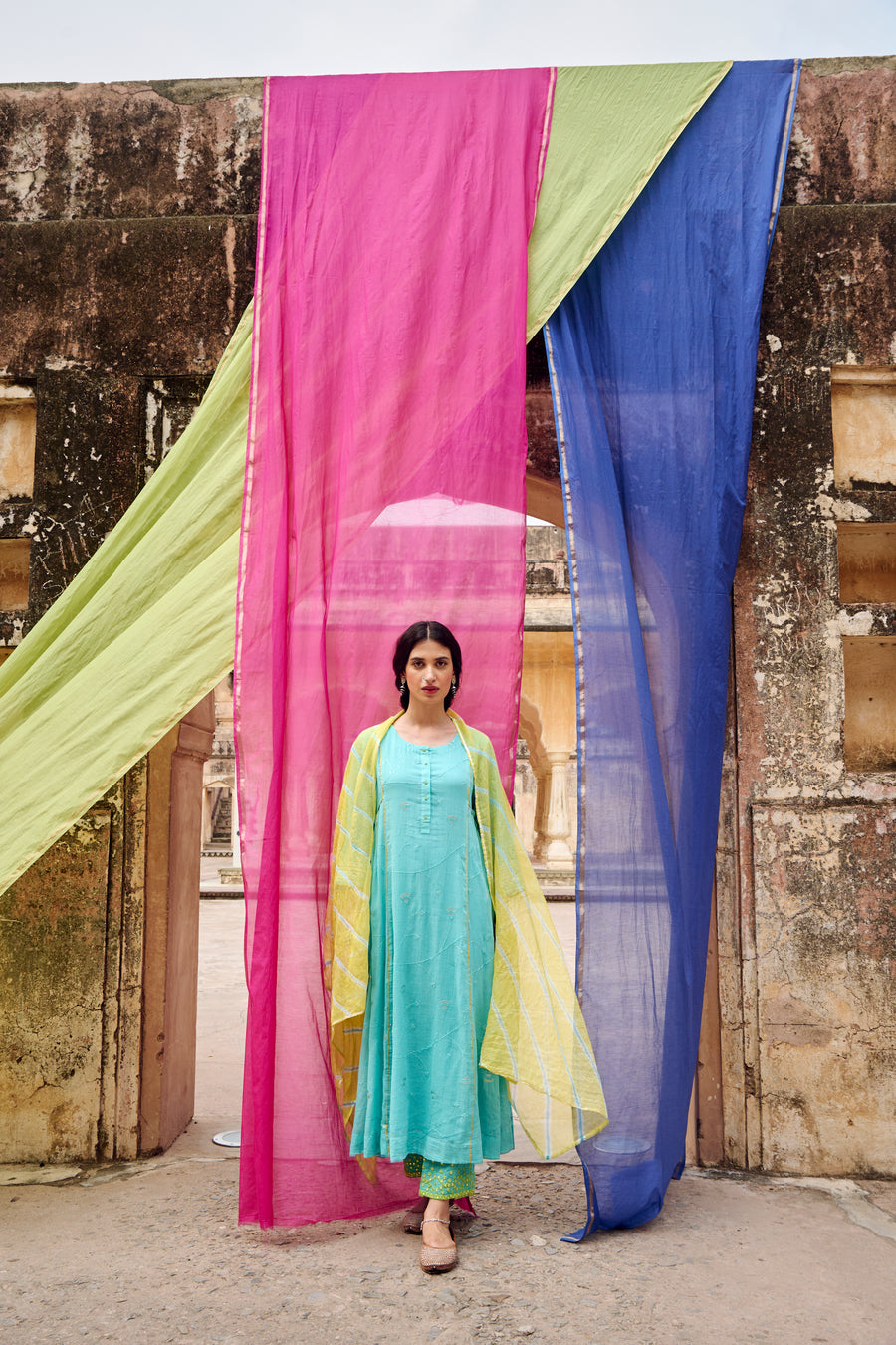 Firozi Embroidered Kurta Pant Set with Dupatta