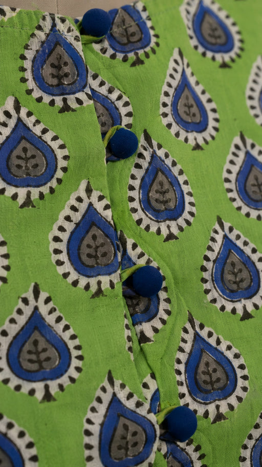Green block print cotton co-ord set for women - styled look - EKOHUM