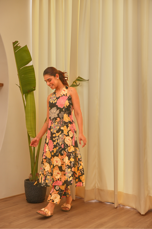 Black Floral Printed Modal Co-Ord Set