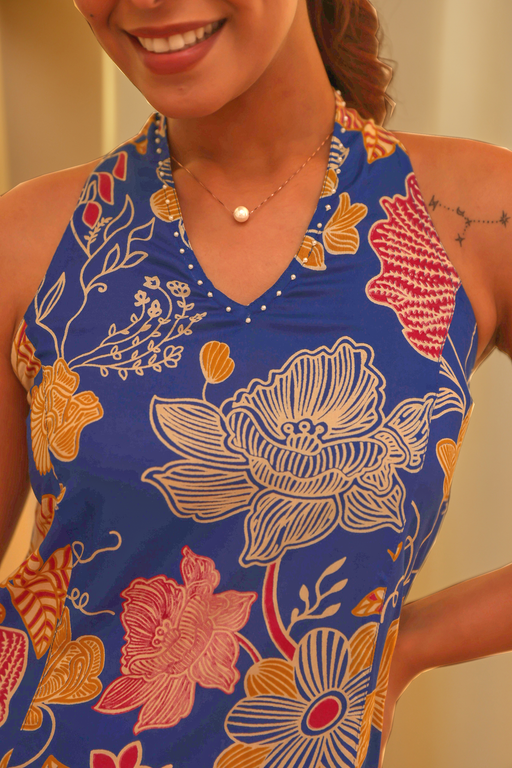 Royal Blue Floral Printed Modal Co-Ord Set