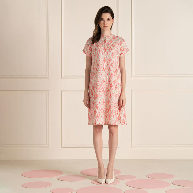 Pink Ikhat Cotton Flex Dress