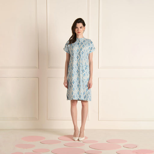 Blue Ikhat Cotton Flex Dress