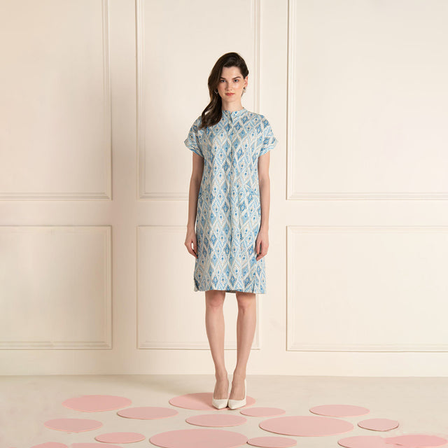 Blue Ikhat Cotton Flex Dress