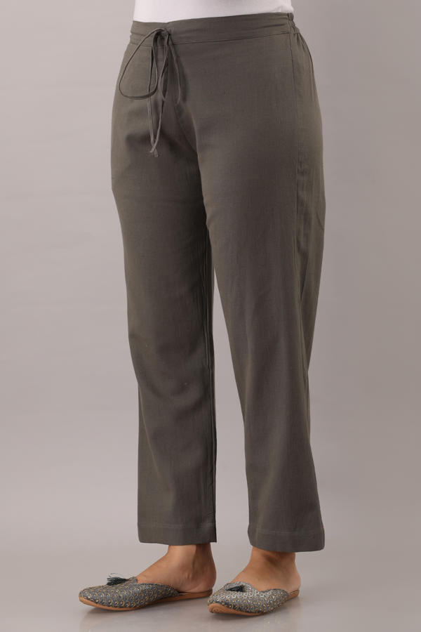 Grey Cotton Narrow Flex Pant