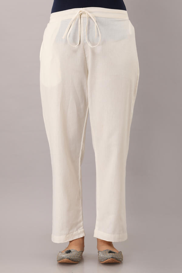 White Cotton Flex Pant