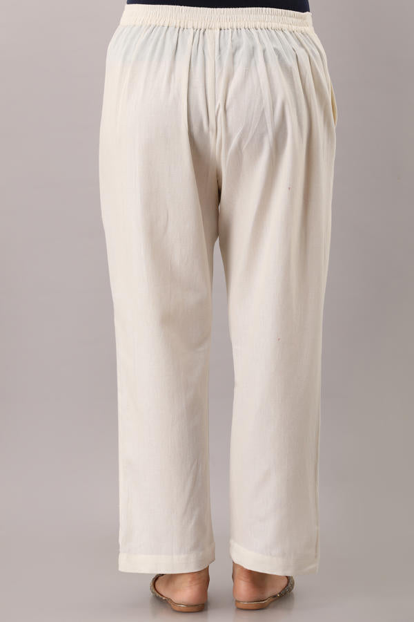 White Cotton Narrow Flex Pant